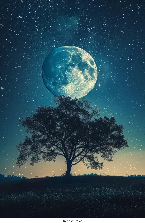 Blue Moon over Lonely Tree