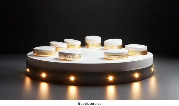 White Display Stand with Gold Accents