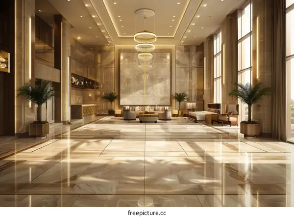 Luxurious Hotel Lobby Interior Design Illustration