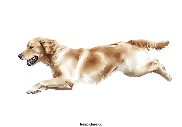 [Transparent Background PNG]Golden Retriever Running Illustration