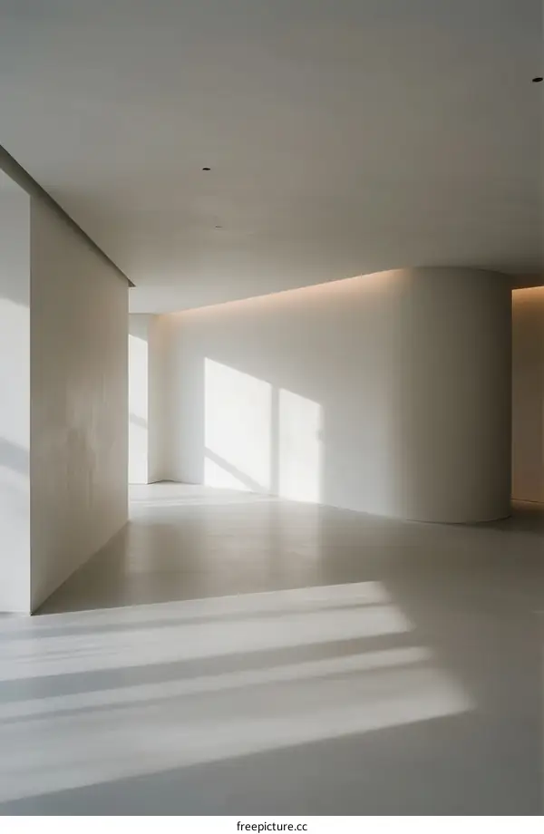 Bright and empty interior space with clean lines and natural light