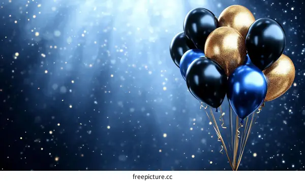 Luxury Dark Blue and Gold Balloons Celebration