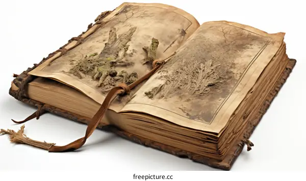 Specimens of Dried Plants Preserved in an Antique Book
