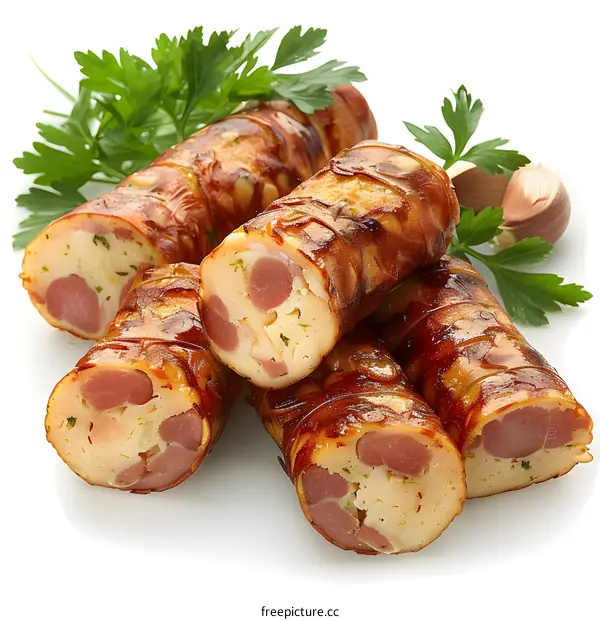 Delicious meat rolls with cheese and herbs