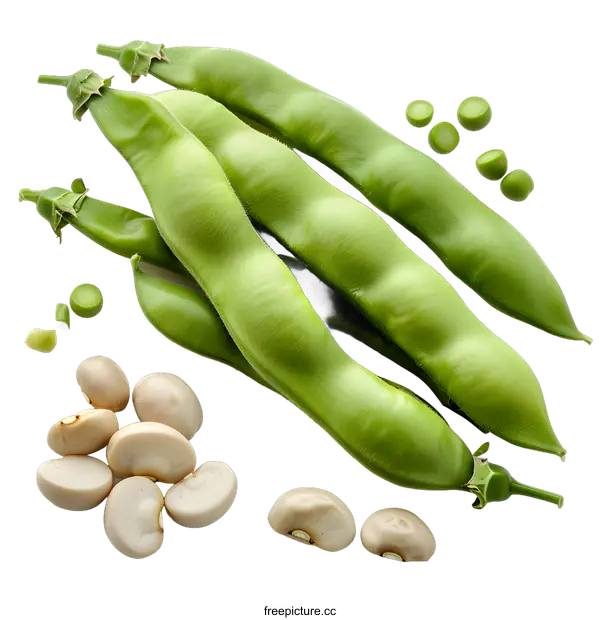 [Transparent Background PNG]Fresh green beans and lima beans