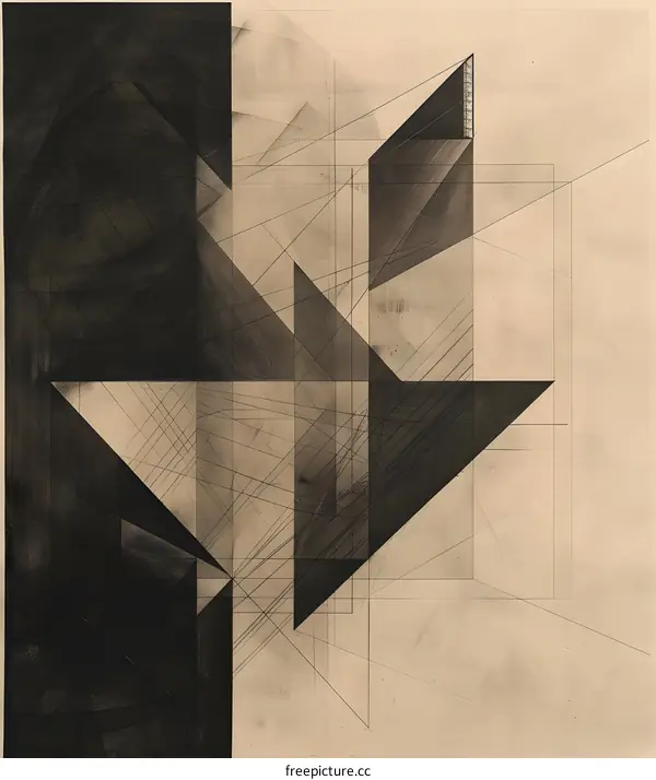 Abstract Geometric Art with Black and White Shapes