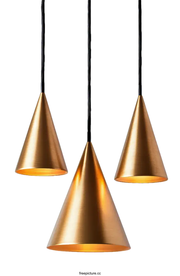 [Transparent Background PNG]Modern Gold Conical Pendant Lights