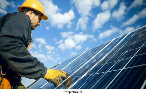 Solar Panel Installation by a Skilled Worker