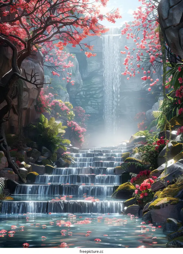 Mystical Waterfall in an Enchanting Forest