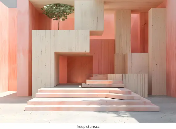 Pink geometric shapes composition