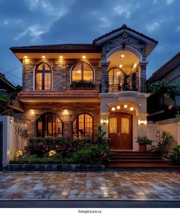 Luxury Modern House With Stone Exterior And Beautiful Landscape Design