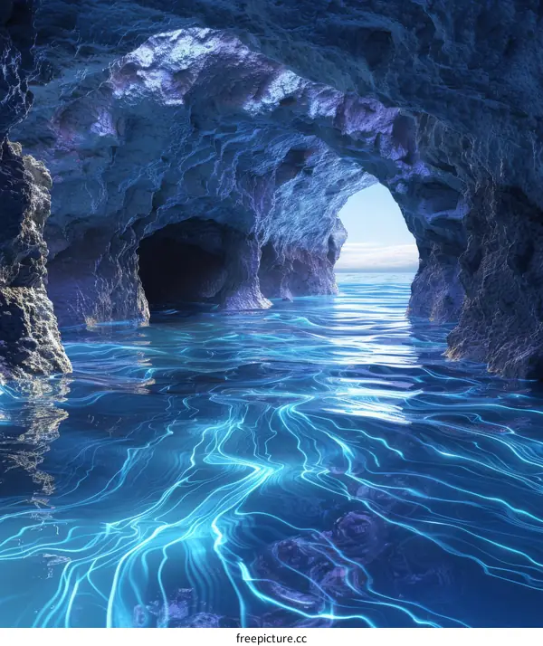 Underwater Bioluminescent Cave