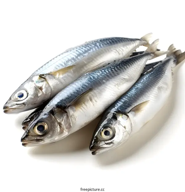 Fresh Mackerel on White Background