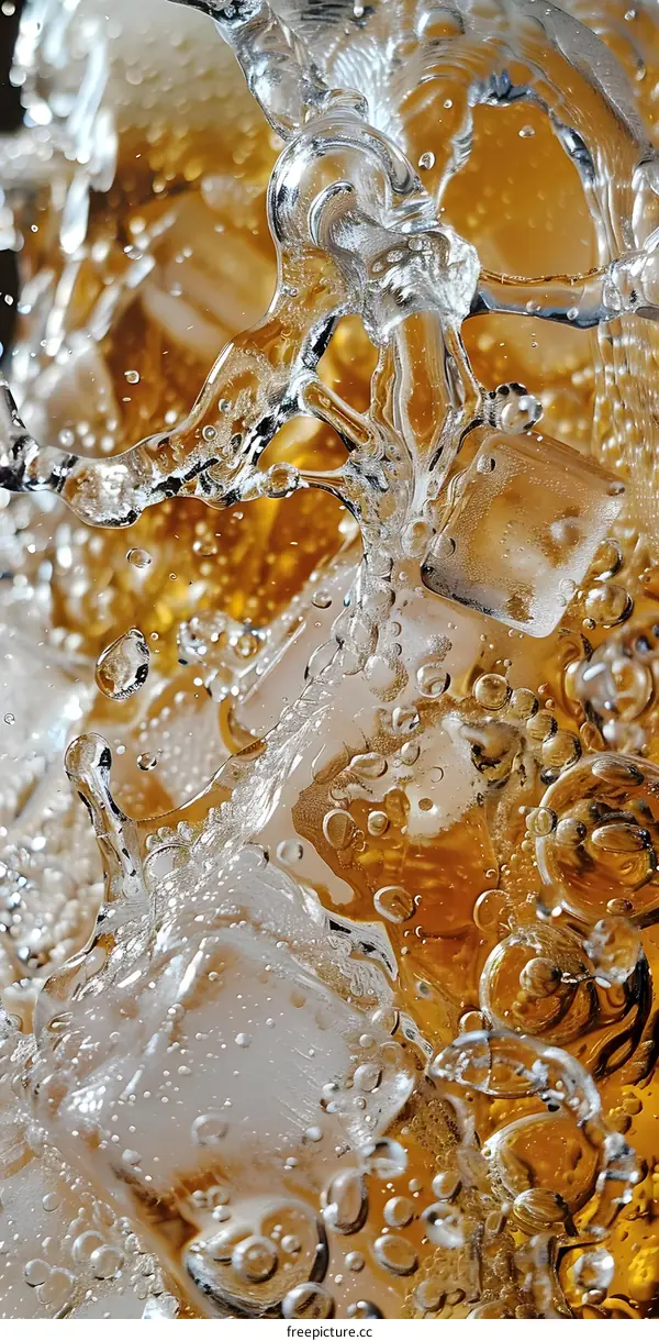 Close Up Of Ice Cubes In A Glass Of Cold Drink