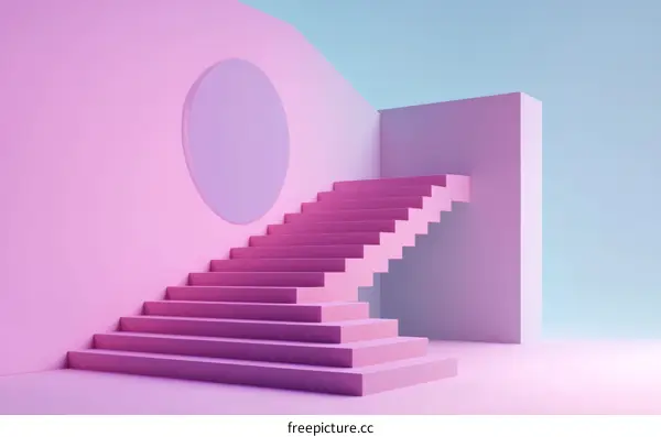 Abstract Pink Stairway Illustration Design