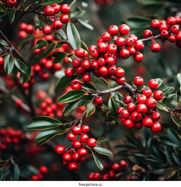 Red Holly Berries on a Bush