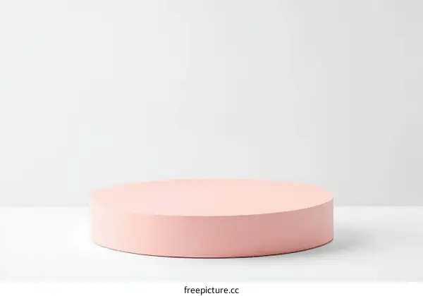 Pink Round Display Podium on White Background