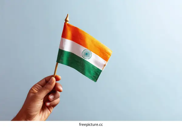 Indian Flag Held by a Person