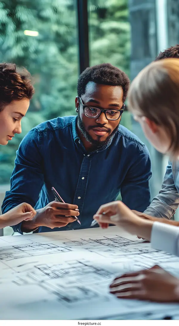 Team of Architects Discussing Building Plans