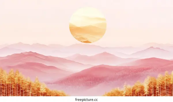 Abstract Colorful Mountain Landscape