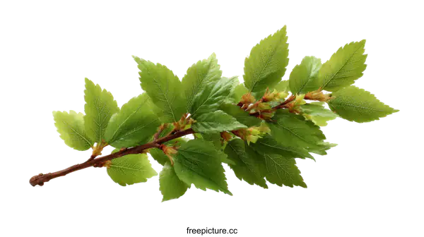 [Transparent Background PNG]Fresh Green Branch with New Leaves