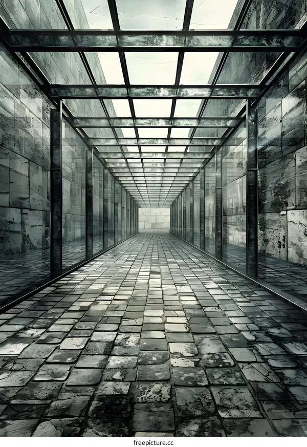 Modern Architecture Design Glass Ceiling Corridor