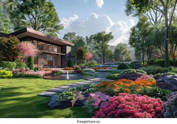 Taking a Walk in a Tranquil Garden