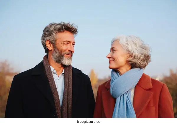 Elderly Couple in Autumn Colors