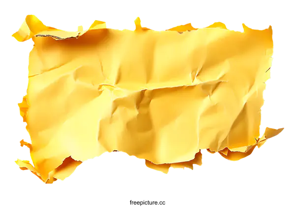 [Transparent Background PNG]Torn Crumpled Yellow Paper Texture