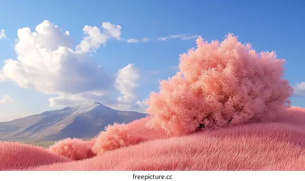 梦幻粉红山谷美景