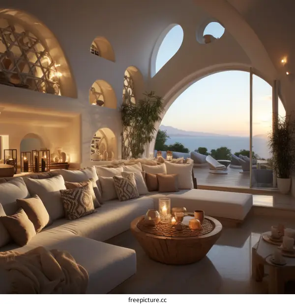 Luxury Mediterranean Villa Living Room Interior Design