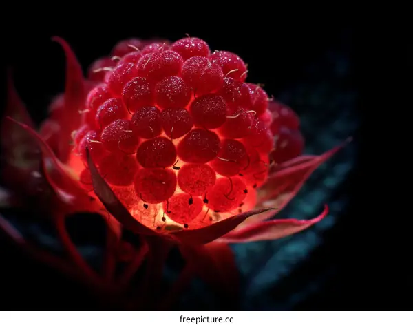 Macro Photography of a Vibrant Raspberry