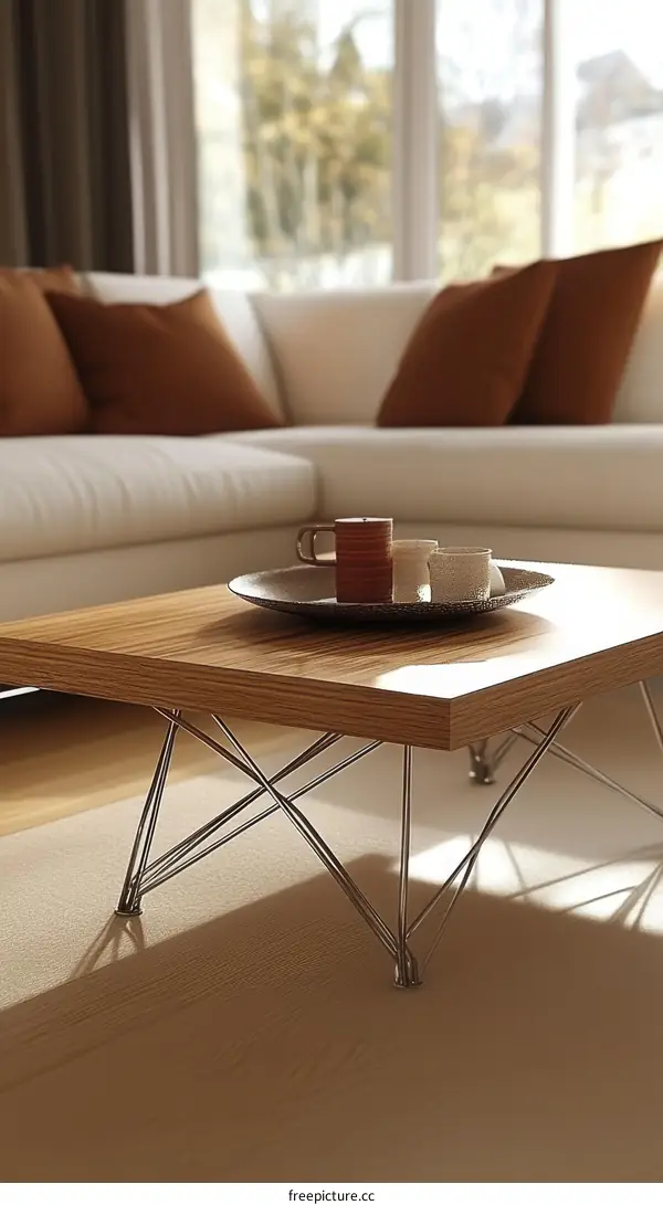 Modern Wooden Coffee Table in Living Room