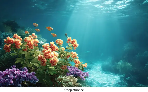 Underwater Coral Reef with Sunlight
