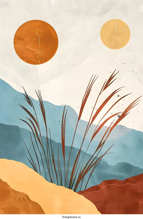 Abstract Landscape with Grass and Sun