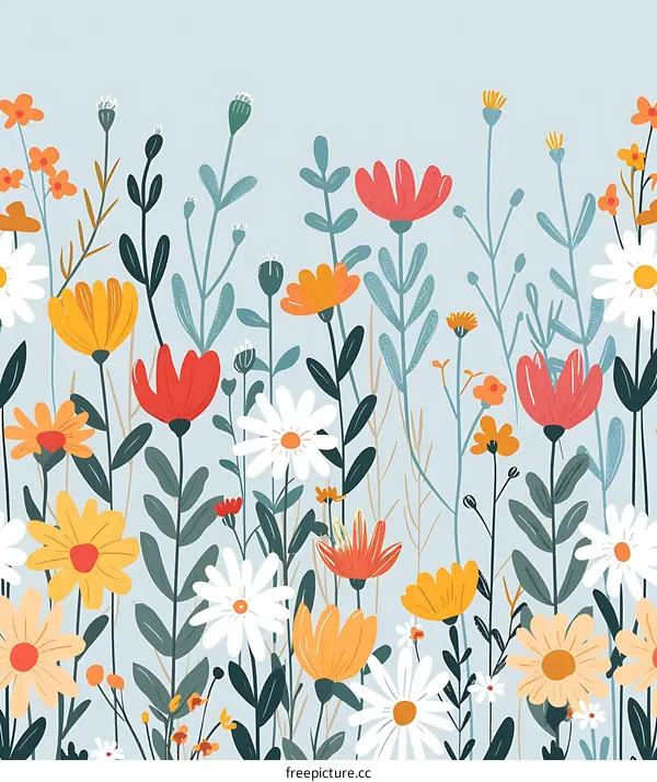 Floral Meadow Seamless Pattern
