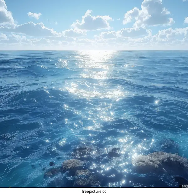 Calm Blue Ocean with Sunlight Reflections