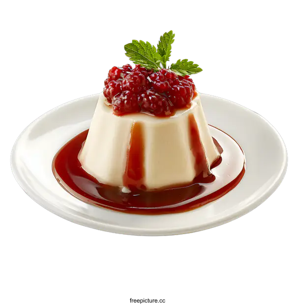 [Transparent Background PNG]A delicious dessert with raspberries and cream