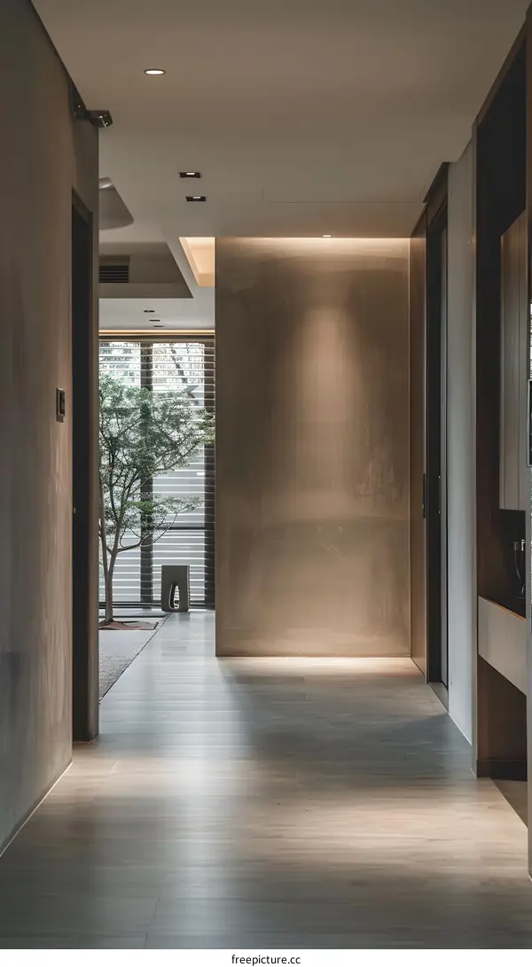 Minimalist Interior Design of a Modern Apartment Hallway