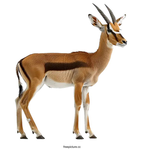 [Transparent Background PNG]Gazelle Standing Side View on White Background
