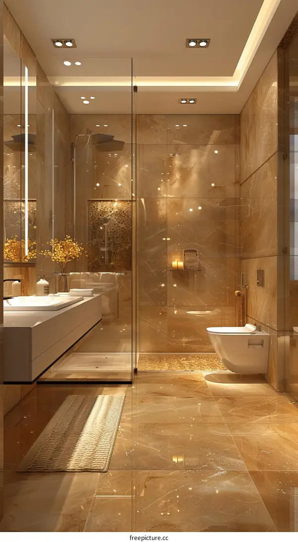 Luxury Modern Gold Bathroom Interior Design