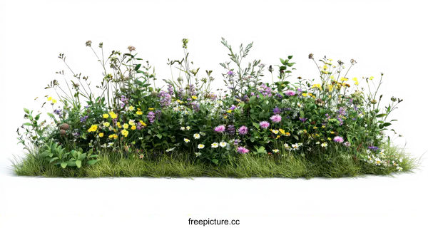 [Transparent Background PNG]Colorful Wildflower Meadow Landscape