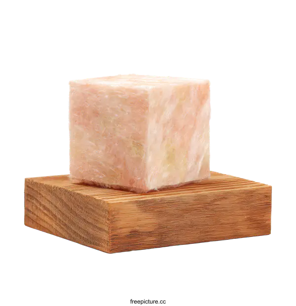 [Transparent Background PNG]Pink Cubic Shaped Sweet Treat on Wooden Stand