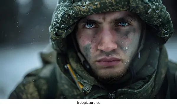 Portrait of a soldier in winter gear