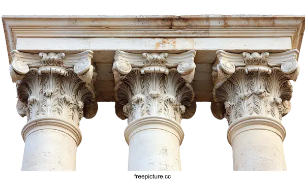[Transparent Background PNG]Ancient Columns with Intricate Capitals