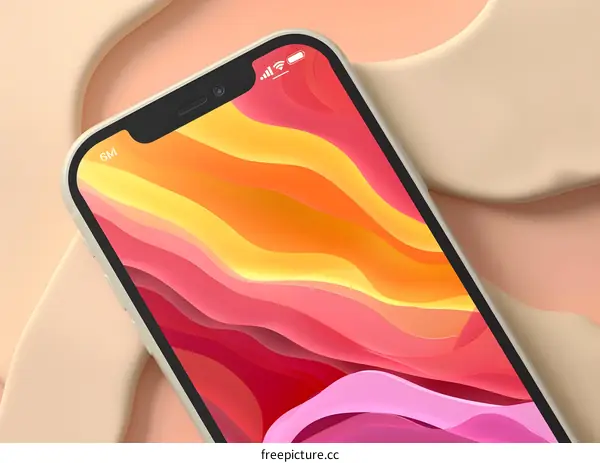 Abstract Phone with Yellow and Pink Color Gradient Background