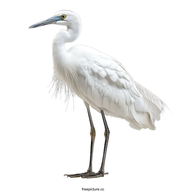 [Transparent Background PNG]Elegant White Heron Portrait Against White Background