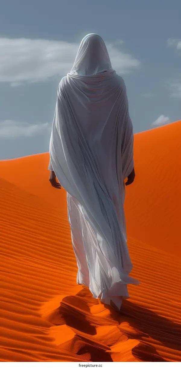 A Solitary Figure in the Vast Desert Landscape