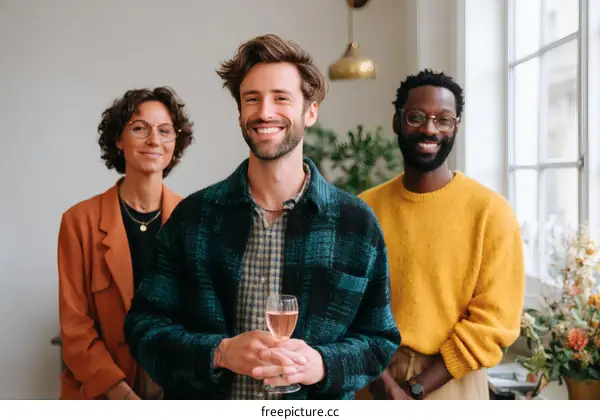 Three Diverse Colleagues Celebrating a Success