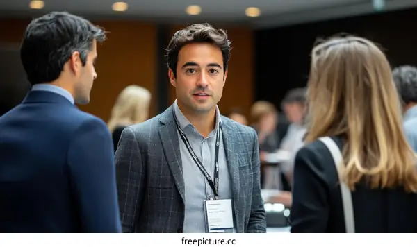 Business Conference Networking Caucasian Men and Women